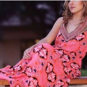 Dress Gianni Bini Orange and Pink Maxi with resort